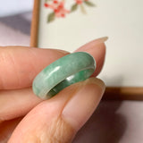 SOLD OUT: 14.2mm A-Grade Natural Floral Imperial Green Jadeite Ring Band No.162166