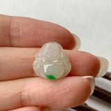 SOLD OUT - A-Grade Natural Moss on Snow Jadeite Buddha Pendant No.171148