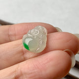 SOLD OUT - A-Grade Natural Moss on Snow Jadeite Buddha Pendant No.171148