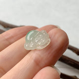 SOLD OUT - Custom Bail A-Grade Natural Moss on Snow Jadeite Buddha Pendant No.171148