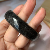 55.3mm A-Grade Natural Black Jadeite Modern Round Bangle No.151924