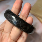 55.3mm A-Grade Natural Black Jadeite Modern Round Bangle No.151924