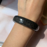 55.3mm A-Grade Natural Black Jadeite Modern Round Bangle No.151924