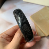 55.3mm A-Grade Natural Black Jadeite Modern Round Bangle No.151924