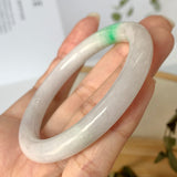 SOLD OUT: 50.5mm A-Grade Jadeite Moss On Snow Traditional Round Bangle No.151702