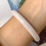 SOLD OUT: 50.5mm A-Grade Jadeite Moss On Snow Traditional Round Bangle No.151702