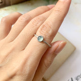 18.4mm Icy A-Grade Natural Glacier Blue Jadeite MINI.malist Ring No.162199