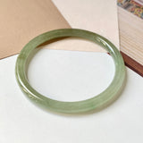 SOLD OUT: 53.2mm A-Grade Natural Yellowish Green Jadeite Traditional Round Bangle No.151970