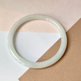 55.1mm A-Grade Natural White Jadeite Traditional Round Bangle No.151969