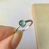 Icy 15.8mm A-Grade Natural Glacier Blue Jadeite MINI.malist Ring No.162202