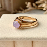 SOLD OUT: 15.6mm Icy A-Grade Natural Lavender Jadeite Oval Cabochon Bespoke Ring No.161378