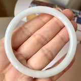 55.1mm A-Grade Natural White Jadeite Traditional Round Bangle No.151969
