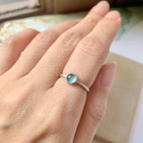 Icy 15.4mm A-Grade Natural Glacier Blue Jadeite MINI.malist Ring No.162203