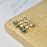 SOLD OUT: Icy A-Grade Natural Glacier Blue Jadeite MINI.malist Earring No.180506