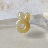 A-Grade Natural White Yellow Jadeite Bunny Pendant No.172056