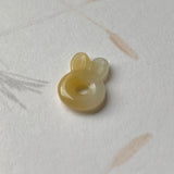 A-Grade Natural White Yellow Jadeite Bunny Pendant No.172056