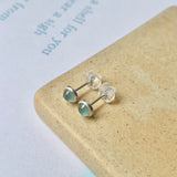 Icy A-Grade Natural Glacier Blue Jadeite MINI.malist Earring No.180507