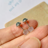 Icy A-Grade Natural Glacier Blue Jadeite MINI.malist Earring No.180507