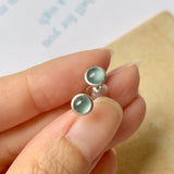 Icy A-Grade Natural Glacier Blue Jadeite MINI.malist Earring No.180507