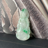 A-Grade Natural Moss On Snow Jadeite Goddess of Mercy Pendant No.600179