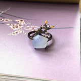 A-Grade Natural Jadeite Bonsai Ring (18k Black Gold & Diamonds) No.161357