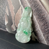 A-Grade Natural Moss On Snow Jadeite Goddess of Mercy Pendant No.600179