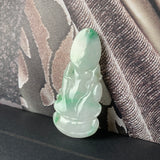 A-Grade Natural Moss On Snow Jadeite Goddess of Mercy Pendant No.600179