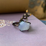 A-Grade Natural Jadeite Bonsai Ring (18k Black Gold & Diamonds) No.161357
