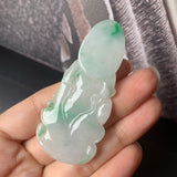 A-Grade Natural Moss On Snow Jadeite Goddess of Mercy Pendant No.600179