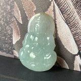 A-Grade Natural Faint Green Jadeite Goddess of Mercy Pendant No.600180