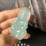 A-Grade Natural Faint Green Jadeite Goddess of Mercy Pendant No.600180