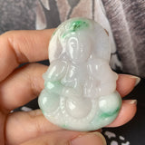 A-Grade Natural Moss On Snow Jadeite Goddess of Mercy Pendant No.600181