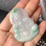 A-Grade Natural Moss On Snow Jadeite Goddess of Mercy Pendant No.600181