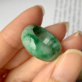 SOLD OUT: 15.2mm A-Grade Natural Floral Imperial Green Jadeite Ring Band No.162168