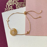 SOLD OUT: A-Grade Natural Yellow Donut Bracelet (Lilac Flower) No.190365