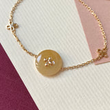 SOLD OUT: A-Grade Natural Yellow Donut Bracelet (Lilac Flower) No.190365