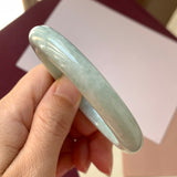 53.8mm A-Grade Natural Light Green Jadeite Modern Round Bangle No.330080