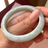 53.8mm A-Grade Natural Light Green Jadeite Modern Round Bangle No.330080