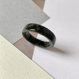 SOLD OUT: 20.1mm A-Grade Natural Black Jadeite Ring Band No.162274