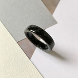 SOLD OUT: 20.1mm A-Grade Natural Black Jadeite Ring Band No.162274
