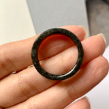 SOLD OUT: 20.1mm A-Grade Natural Black Jadeite Ring Band No.162274