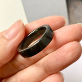 SOLD OUT: 20.1mm A-Grade Natural Black Jadeite Ring Band No.162274