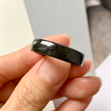 SOLD OUT: 20.1mm A-Grade Natural Black Jadeite Ring Band No.162274