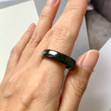 SOLD OUT: 20.1mm A-Grade Natural Black Jadeite Ring Band No.162274