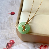 SOLD OUT: A-Grade Moss On Snow Jadeite Bamboo Pendant No.172062