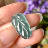Icy A-Grade Natural Jadeite Leaf Pendant No.171530