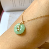 A-Grade Moss On Snow Jadeite Bamboo Pendant No.172060