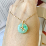 SOLD OUT: A-Grade Moss On Snow Jadeite Bamboo Pendant No.172061