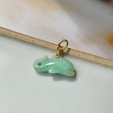 A-Grade Natural Apple Green Jadeite Dolphin Pendant No.600135