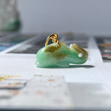 SOLD OUT: A-Grade Natural Apple Green Jadeite Dolphin Pendant No.600135